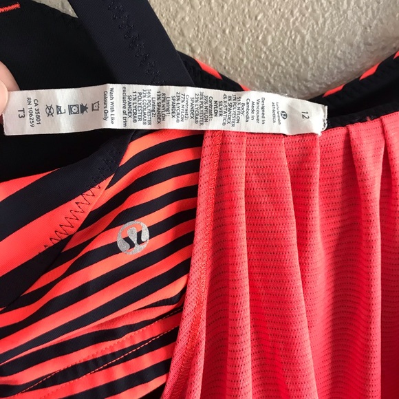Lululemon Tank w/Built-in Bra (Neon Coral/Navy) - Picture 6 of 6